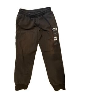 Puma Black Cuffed Ankle Logo Sweatpants, Men's Large